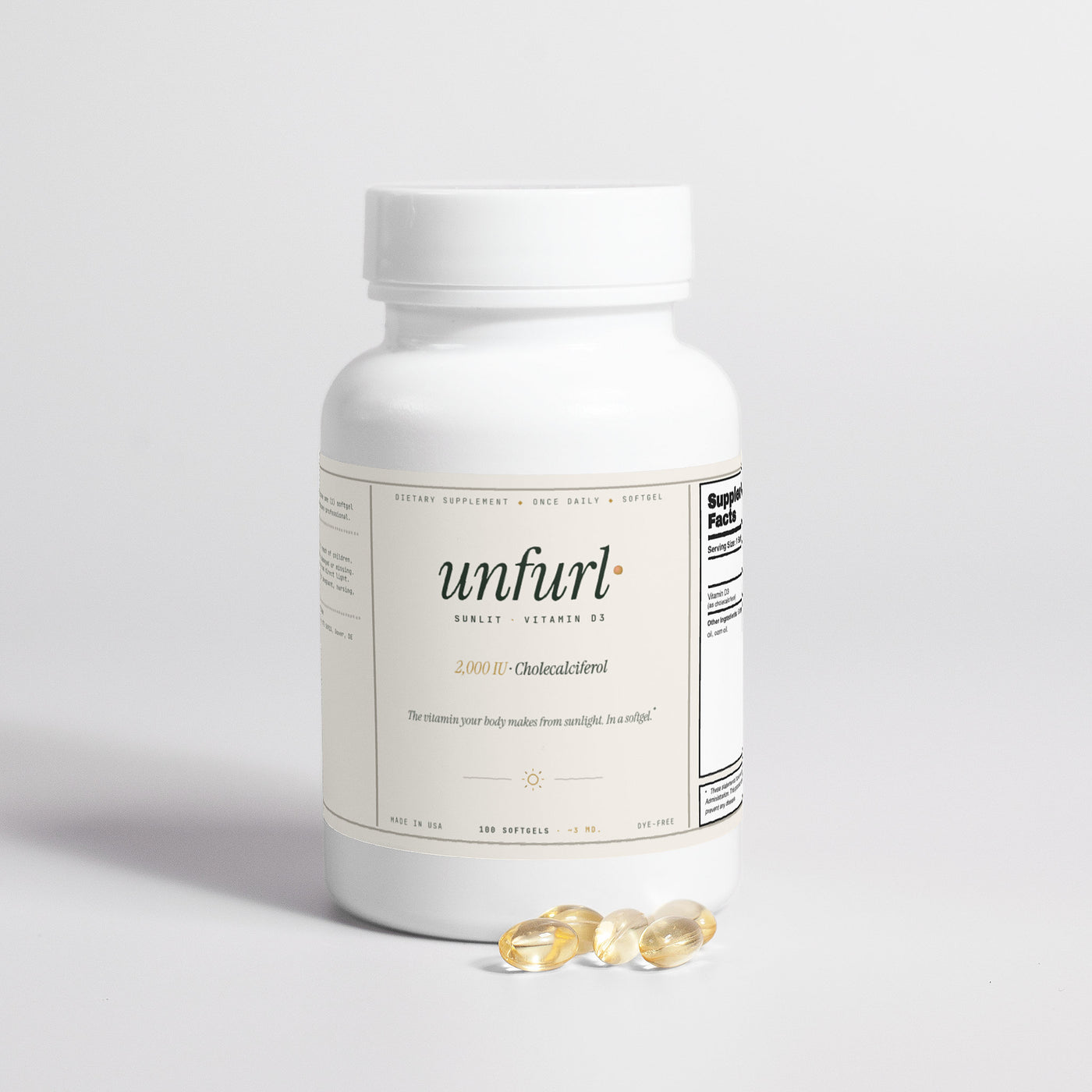 Vitamin D3 2,000 IU back label with supplement facts
