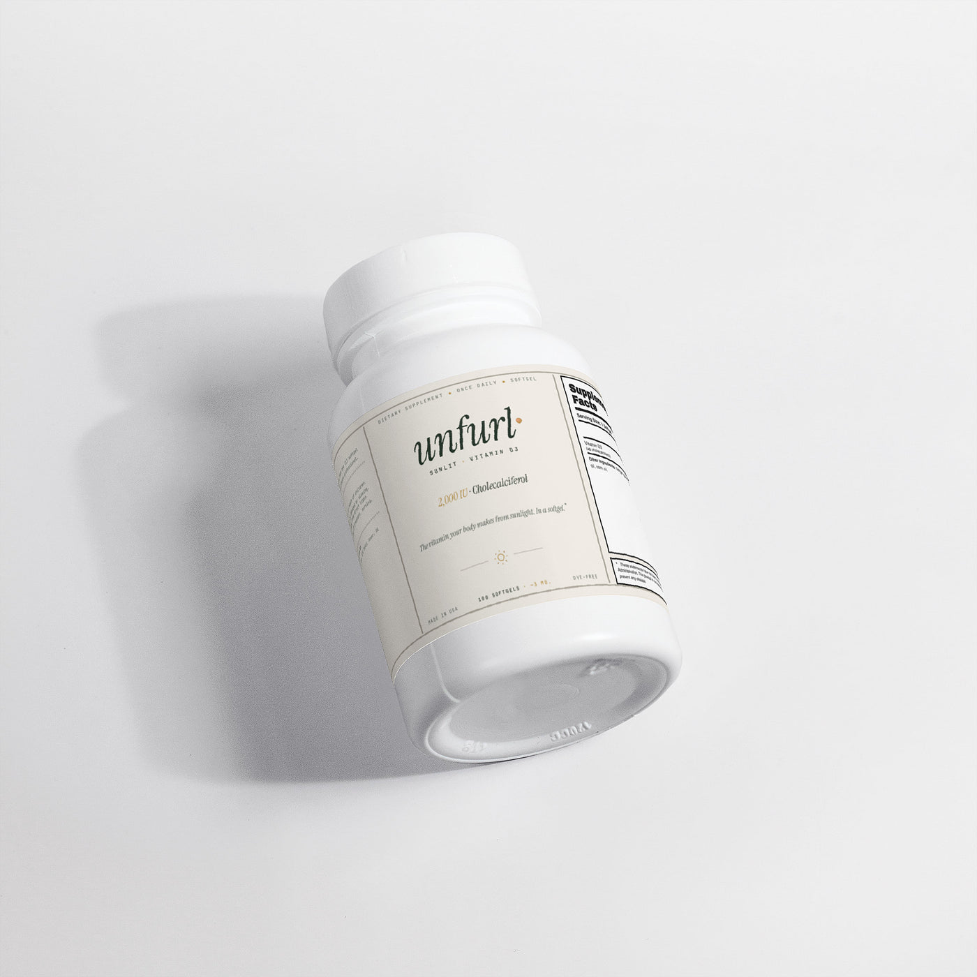 Vitamin D3 2,000 IU bottle — alternate angle
